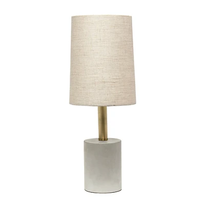 Lalia Home 18" Antique Brass Concrete Table Lamp with Linen Shade