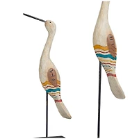 Cream Stone Distressed Carved Bird Sculpture Set