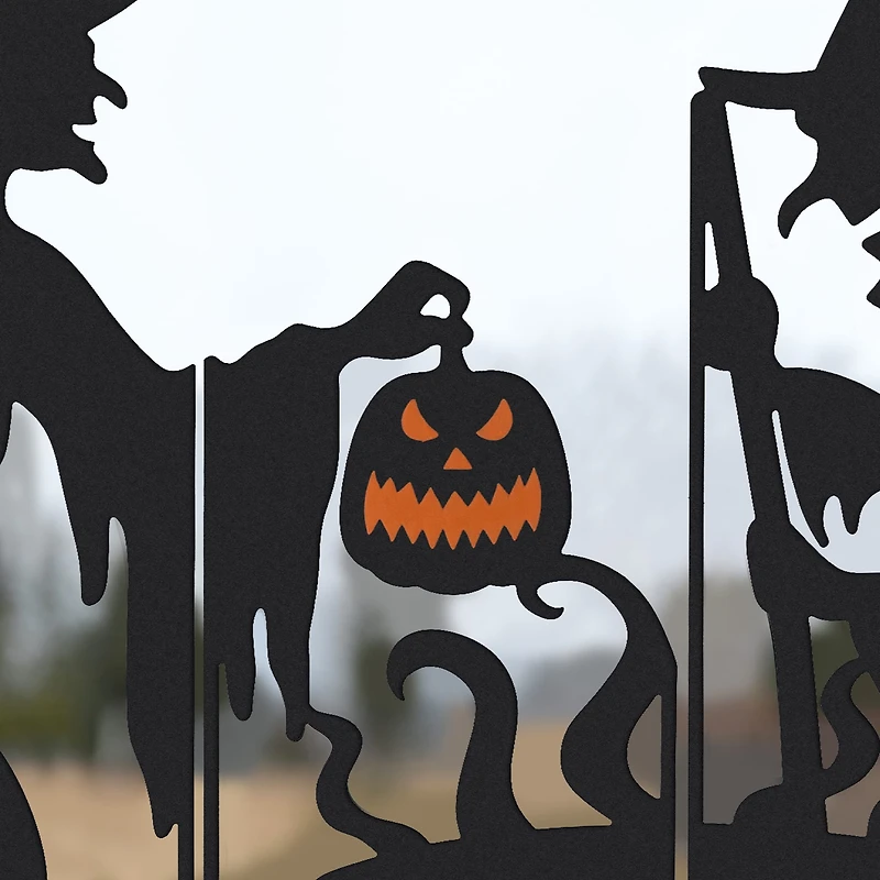 Glitzhome® 34.5" Halloween Metal Silhouette Witches With Cauldron Yard Stake Set