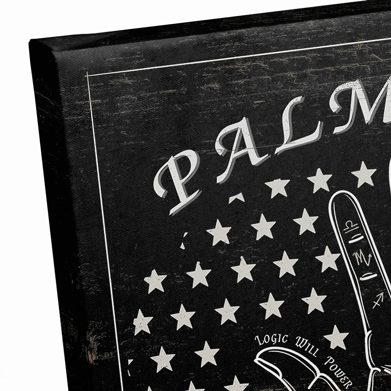 Black Palmistry Guide Canvas Wall Art