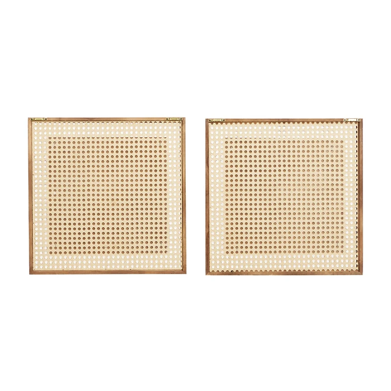 Set of 2 Brown Wood Farmhouse Wall Decor 16"x 16"