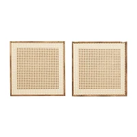 Set of 2 Brown Wood Farmhouse Wall Decor 16"x 16"