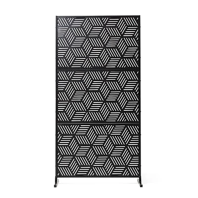 Glitzhome® 6ft. Black Galvanized Steel Geometric Room Divider
