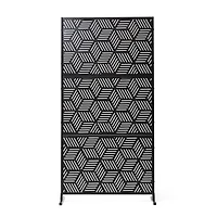 Glitzhome® 6ft. Black Galvanized Steel Geometric Room Divider