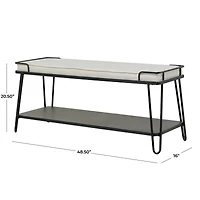 49" Black Metal Industrial Bench