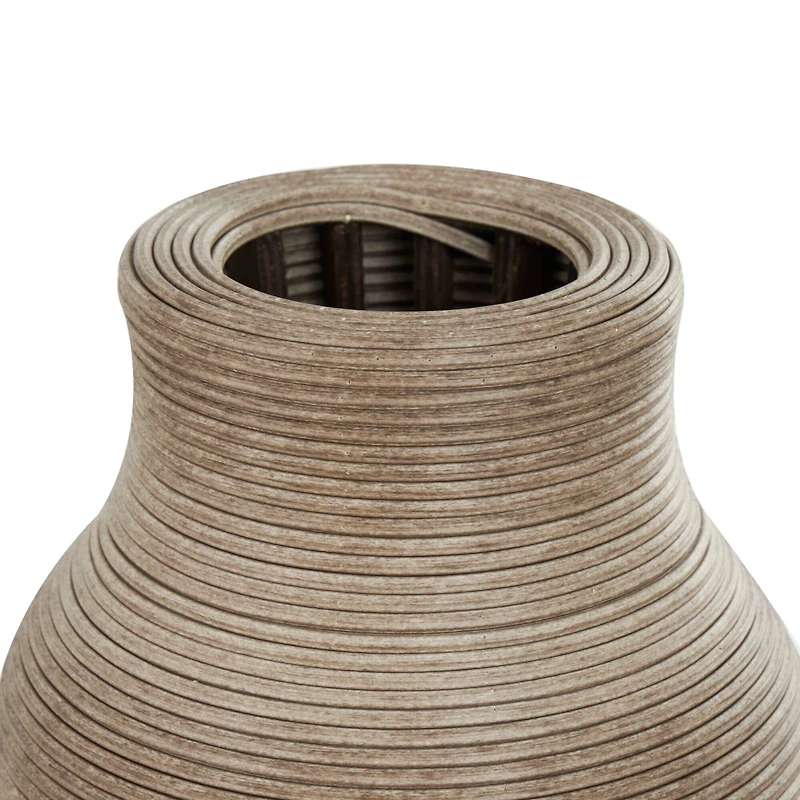 40" Brown Seagrass Handmade Ribbed Vase with Coiled Seagrass Base