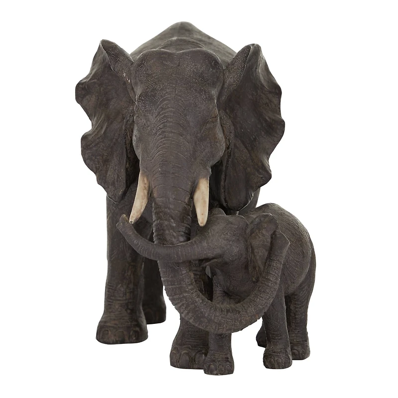 14" Dark Brown Eclectic Elephant Sculpture