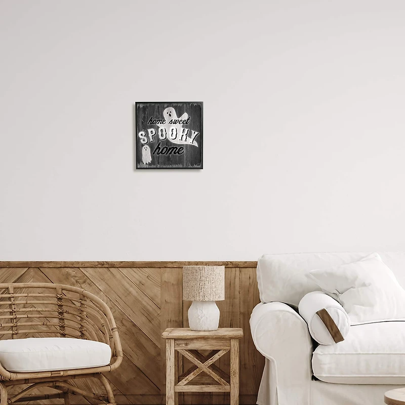 Stupell Industries Sweet Spooky Home Ghosts Sign Framed Giclee Art