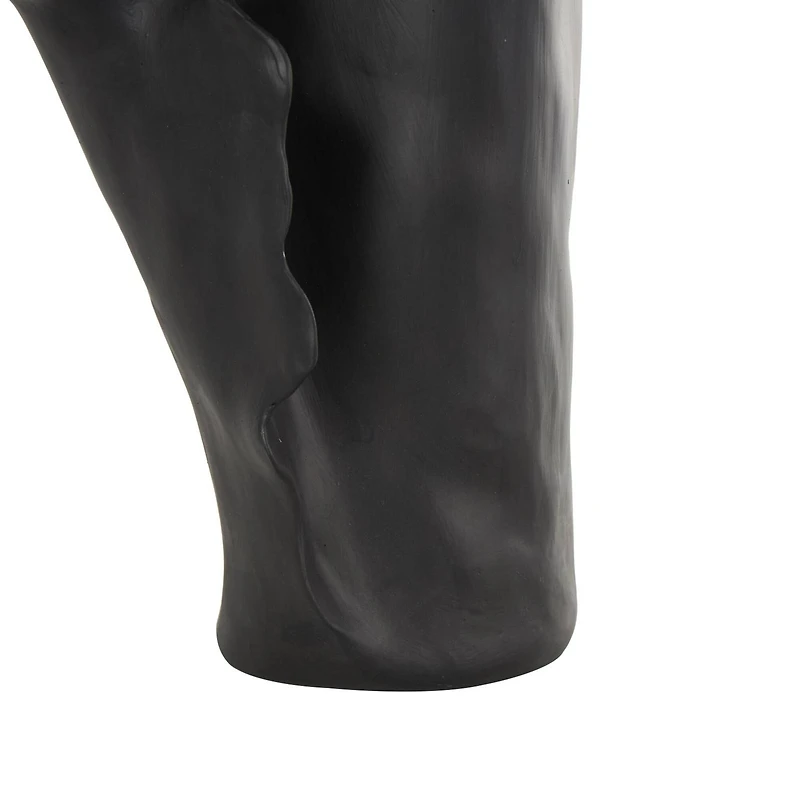 Black 16" Ceramic Floral Abstract Vase