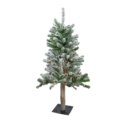 3ft. Pre-Lit Flocked Alpine Artificial Christmas Tree, Clear Lights