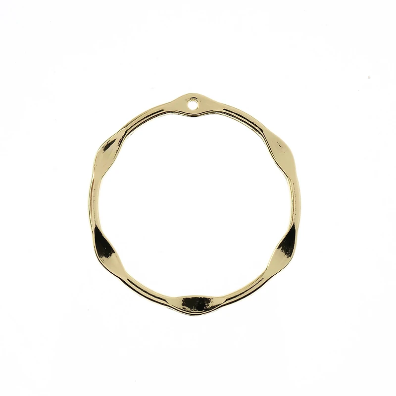 John Bead Beadwork Findings Gold Partly Flattened Circle Pendant, 3ct.