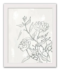 Pencil Florals Wall Print in White Frame