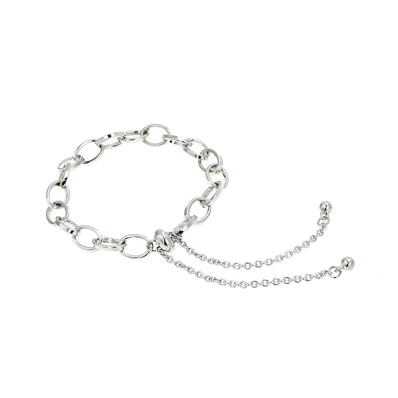 Rhodium Cable Slider Charm Bracelets, 2ct. by Bead Landing™