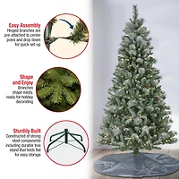 7.5ft. Pre-Lit Frosted Conconully Pine Artificial Christmas Tree, Warm White LED Lights