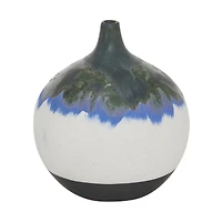 White Ceramic Contemporary Vase, 10" x 9" x 9"