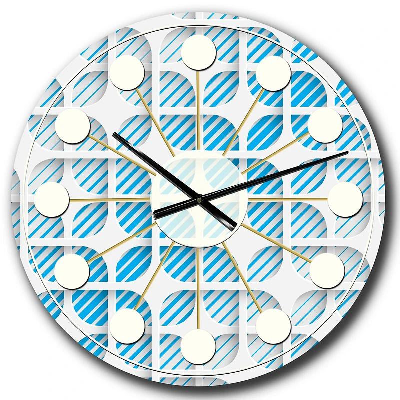 Designart 3D White & Blue Pattern II Mid-Century Modern Wall Clock