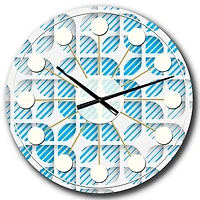 Designart 3D White & Blue Pattern II Mid-Century Modern Wall Clock