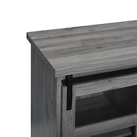 Walker Edison 32" Slate Grey Sliding Glass Door Modern Accent Cabinet 