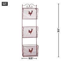 35.5" Red Rooster Triple Basket Organizer