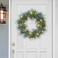 24" Pre-Lit LED Glittery Wreath