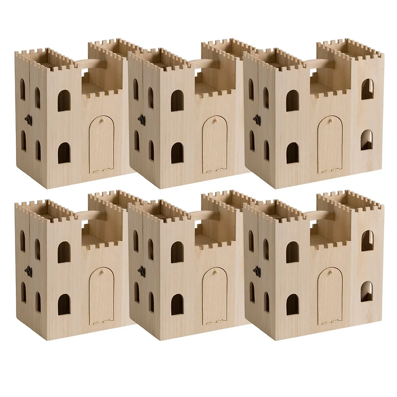 6 Pack: 12.5" Wood Castle Dollhouse by Make Market®