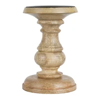 Wood Carved Pillar Candle Holder by Ashland