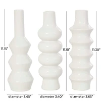 11" White Ceramic Abstract Vase Set