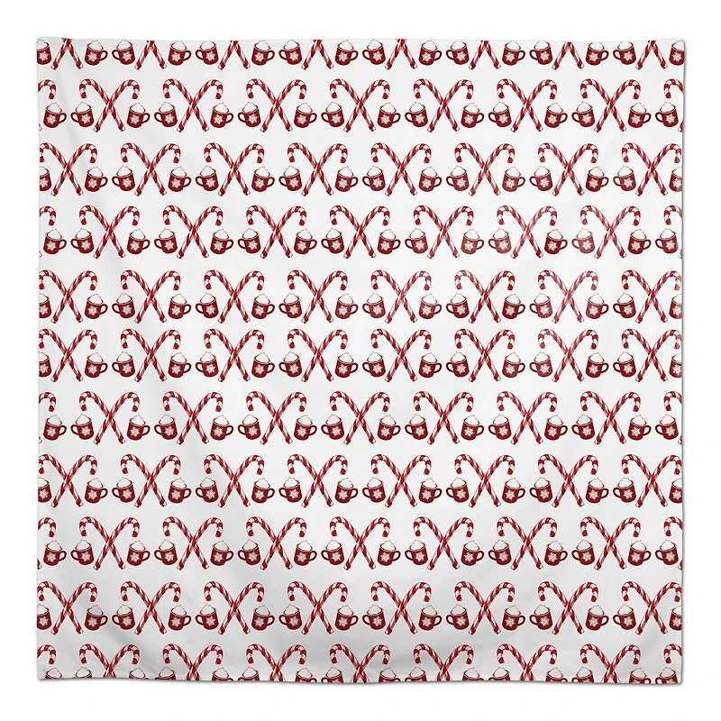 58'' Candy Cane Hot Chocolate Tablecloth