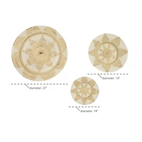 Light Brown Palm Wood Traditional Abstract Wall Decor Set