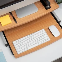 Mind Reader Brown 2-Tier Monitor Stand Riser with Sliding Drawer