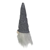 8" Metallic Gray Knit Gnome Head LED Ornament