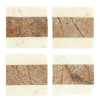 Hello Honey® Square Marble Coasters with Jute String Set