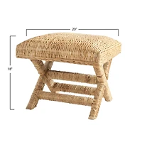 Hello Honey® 18.5" Wood & Water Hyacinth Woven Stool