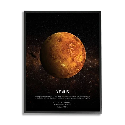 Stupell Industries Venus Planet Infographic Milky Way Astrological Facts in Frame Wall Art