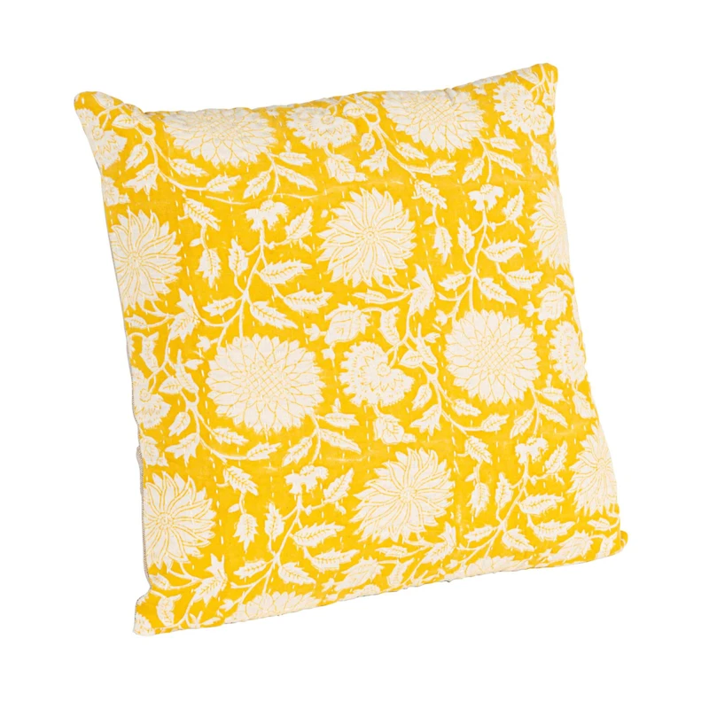 Hello Honey® 16" Yellow & White Floral Bock Print Accent Pillow