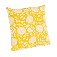 Hello Honey® 16" Yellow & White Floral Bock Print Accent Pillow