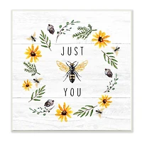 Stupell Industries Just Bee You Pun Phrase Yellow Daisy Wreath, 12" x 12"