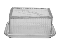 Hello Honey® 6.5" Clear Pressed Glass Butter Dish with Lid