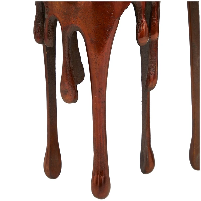 Copper Metal Pillar Candle Holder with Dripping Legs Set