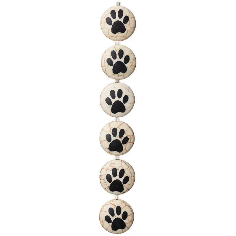 Paw Print Reconstituted Quartzite Lentil Beads, 24mm by Bead Landing™