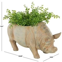 16" Distressed Light Brown Pig Planter