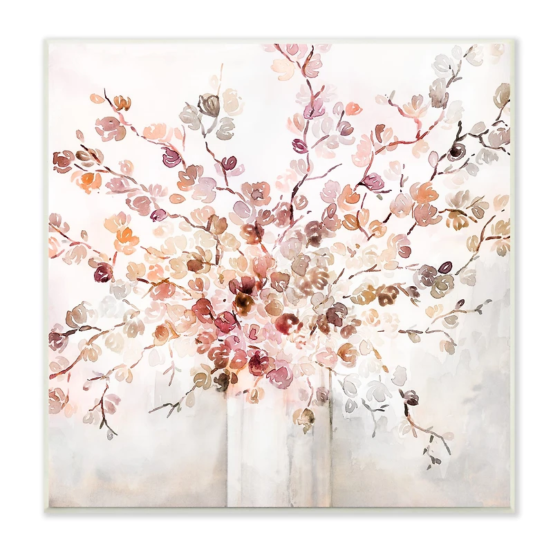 Stupell Industries Abstract Warm Floral Vine Bouquet Expressive Red Flowers,12" x 12"