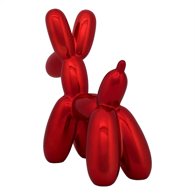 11" Electroplated Red Balloon Dog Figurine