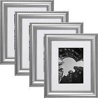 4 Pack Craig Frames Victoria Ornate Silver Picture Frame with Mat