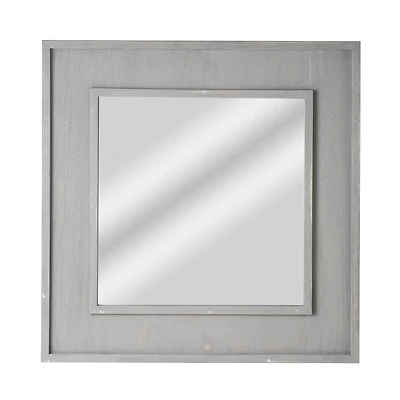 American Art Decor Sea Spray Grey Wash Framed Mirror - 24"x 24"