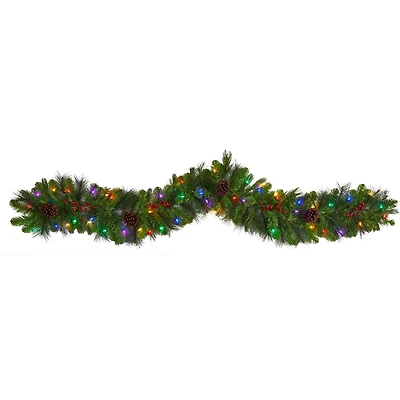 6ft. Pre-Lit LED Colorado Fir Christmas Garland with Berries & Pinecones