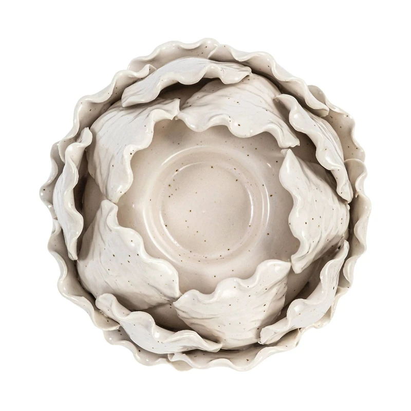 Hello Honey® 5" Cream Artichoke Tealight Stoneware Candle Holder