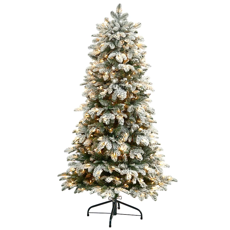 5ft. Pre-Lit Flocked North Carolina Fir Artificial Christmas Tree, Clear Lights