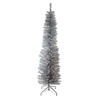 6ft. Pre-Lit Silver Artificial Christmas Tree, Clear Lights