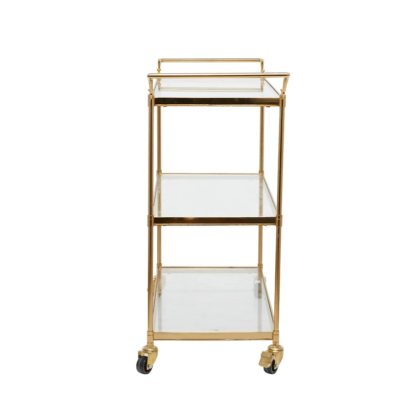Brass Iron Traditional Bar Cart, 31" x 38" x 14"